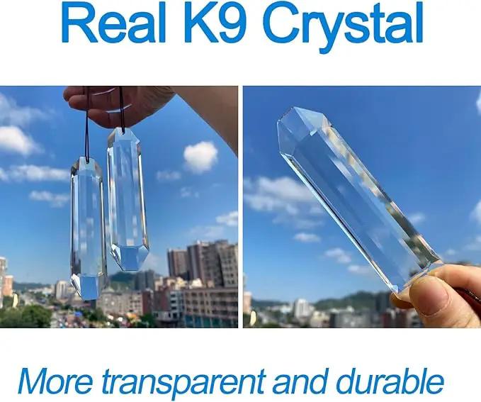 2PCS 5" Large Crystal Sun Catcher Prisms, STINO Hanging Suncatchers with Glass Prism, Rainbow Maker for Windows, Balcony, Kitchen, Garden Decoration (1, Rectangle Clear 2Pcs) by GreenHaven Gardens