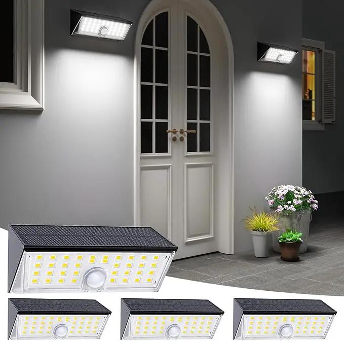JSOT Solar Lights Outdoor, 4 Modes Solar Motion Sensor Lights Outdoor Waterproof I P65, 4Pack Ultra Bright Wall Security Lighting for Yard Garage Front Door Garden - Cool White by GreenHaven Gardens