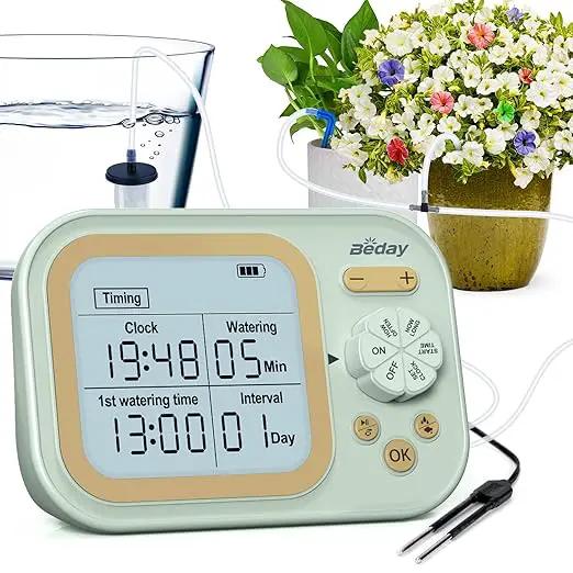 Automatic Plant Waterer Indoor Self Watering System for 15 Potted Plants, Auto Drip Irrigation Kit Programmable Water Timer with Smart Humidity Detection, Green by GreenHaven Gardens