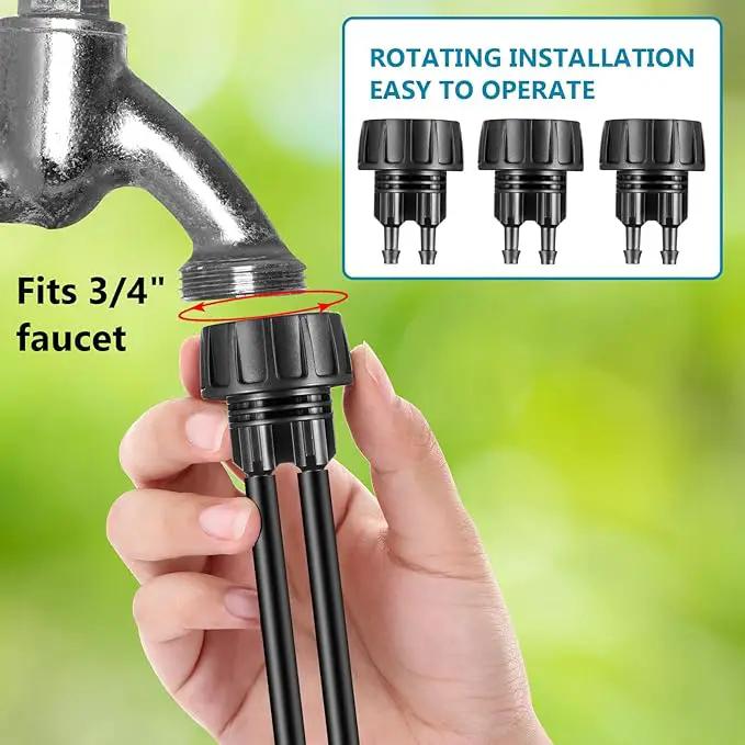 Retisee 12 Pcs 1/4 Inch Drip Irrigation Hose Connectors to 3/4 Inch Garden Faucet Adapter Drip Irrigation System Convert 3/4 to 1/4 Drip Hose Fittings with 12 Washers for Garden Irrigation by GreenHaven Gardens