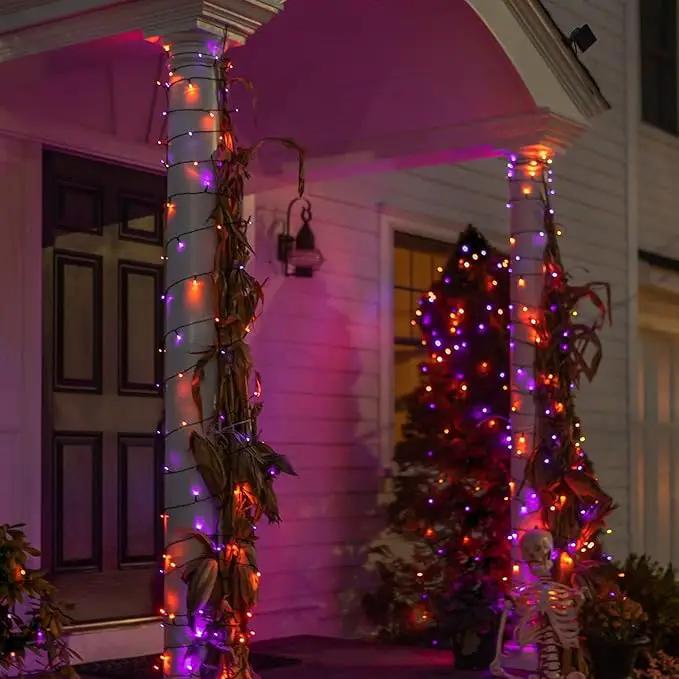 DAZZLE BRIGHT Halloween 300 LED String Lights, 100FT String Lights with 8 Lighting Modes, Halloween Decorations for Party Carnival Supplies, Outdoor Yard Garden Decor (Purple & Orange) by GreenHaven Gardens