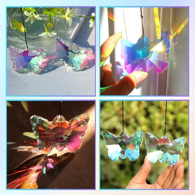 2 Pack Butterfly Crystal Suncatchers, 70mm Large Sun Catchers for Hanging Ornaments Decorative Indoor and Outdoor Windows by GreenHaven Gardens
