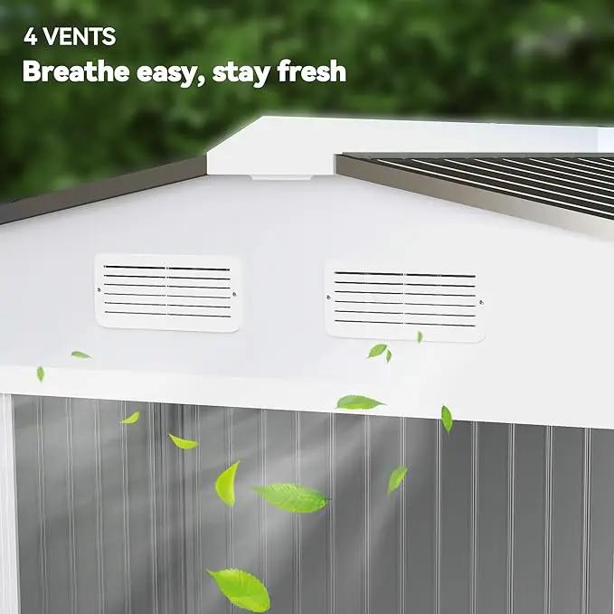 Outsunny 9' x 6' Outdoor Storage Shed, Garden Tool Metal Shed with Foundation Kit, Double Lockable Door, Air Vents and Sloping Roof, for Backyard, Patio, Lawn, Silver by GreenHaven Gardens