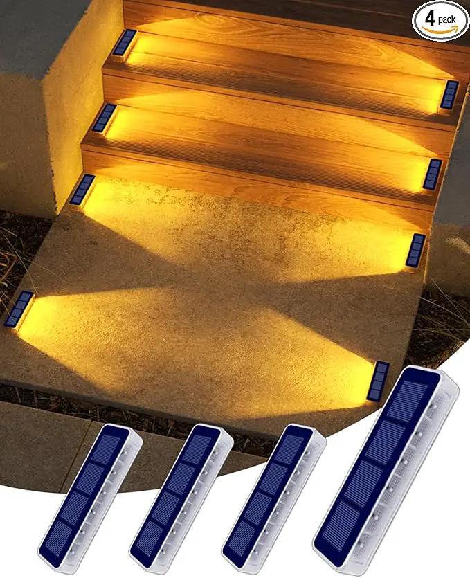 Solar Step Lights for Outside,4 Pack Solar Stair Lights Outdoor Waterproof,Warm White Deck Light Solar Powered Waterproof for Steps,Stairs,Walkway,Sidewalk,Patio,Pathway by GreenHaven Gardens