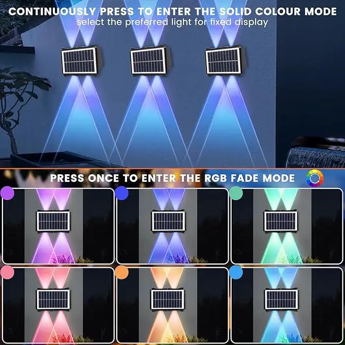 Solar Powered Outdoor LED Lights, Waterproof Wall Sconces, 4 LEDs Fence Lights, Up & Down Lighting for Backyard, Deck, Patio, Porch, Balcony, Garden (4 Pack) by GreenHaven Gardens