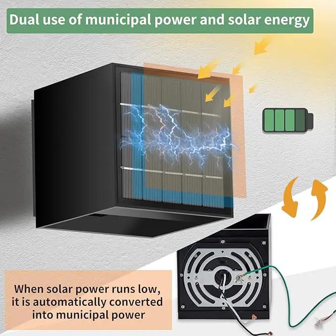LANFU Solar Powered Motion Sensor Square Outdoor Wall Lights,Black Modern Up and Down Wall Lamps 10W,IP65 Waterproof Warm White 3000K Wall Sconce Light Exterior for Fence,Garden by GreenHaven Gardens