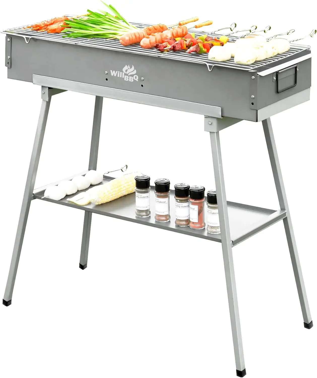Charcoal Grills Commercial Quality Portable Multiple Size Hibachi BBQ Lamb Skewer Folded Camping Barbecue Grill for Garden Backyard Party Picnic Travel Outdoor Cooking Use(31.6x10.3x5.1 inch) by GreenHaven Gardens