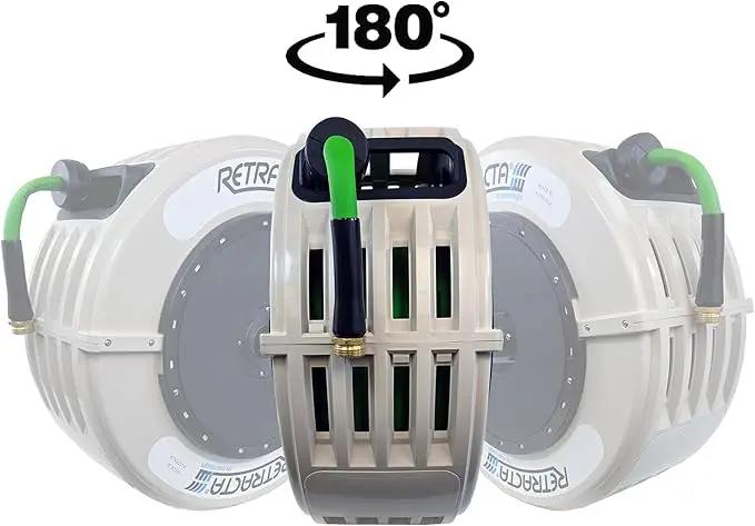 Macnaught Retractable Garden Hose Reel, 60 Ft Water Hose Reel Heavy Duty Retractable Hose with Metal 180° Swivel Rotation Bracket for Wall Mount - Green by GreenHaven Gardens