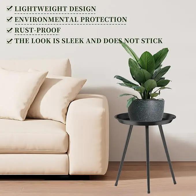 Plant Stand Indoor Outdoor - Flower Pot Stands Tall Metal - Heavy Duty Plant Holder - Small Round Plant Table for Living Room Balcony Patio Garden Home by GreenHaven Gardens