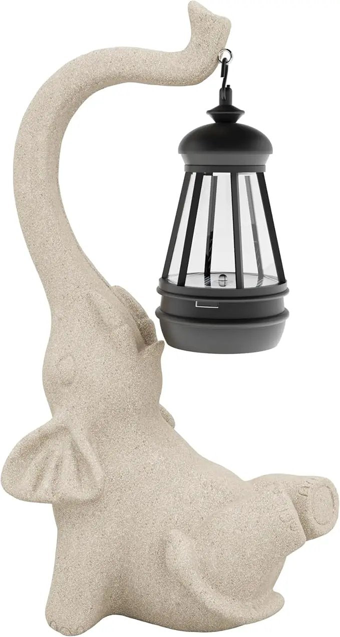 Solar Powered Outdoor Figurine Lights, 10 Inch Waterproof Animal Elephant Statue Light, Suitable for Decorations for Patio, Balcony, Lawn, Courtyard, Etc. (Face Upward) by GreenHaven Gardens