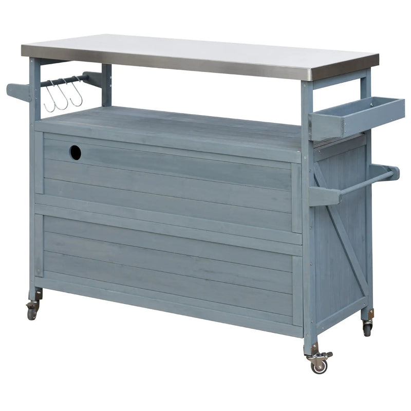 K&K Outdoor Kitchen Island, Rolling Bar Cart & Storage Cabinet by HouseOfZazla