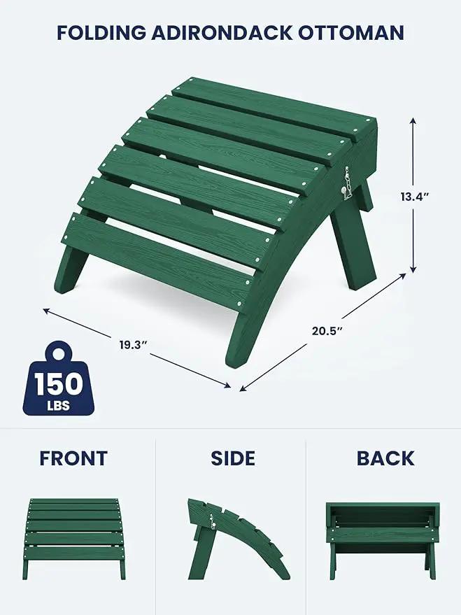 KINGYES Folding Adirondack Ottoman for Adirondack Chair, Green by GreenHaven Gardens