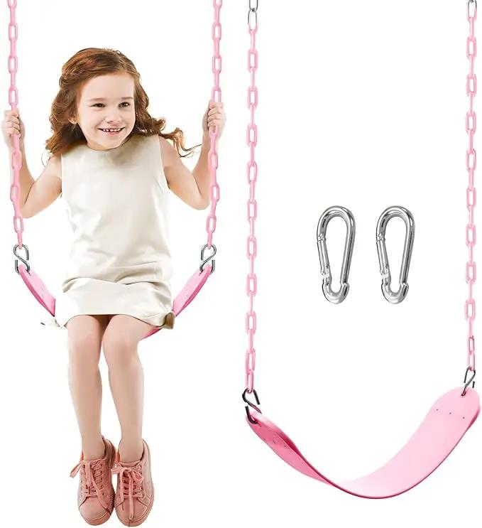 TURFEE Heavy Duty Swing Seat Pink Color with 66” Chain, Swing Set Accessories Replacement with Snap Hooks for Kids Outdoor Play Playground by GreenHaven Gardens