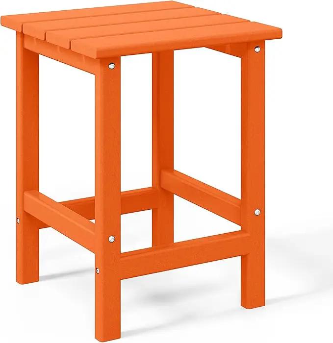 WO Home Furniture Adirondack Chair Table Set of 2 PCS Outdoor Folding Chair w Side Table Weather/UV Resistant for Lawn, Garden, Bon Fire, Balcony (Orange) by GreenHaven Gardens