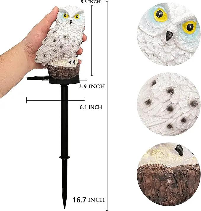Dazzle Bright 2 Pack Owl Figure Solar LED Lights, Resin Garden Waterproof Decorations with Stake for Outdoor Yard Pathway Outside Patio Lawn Decor to Scare Birds Away, Gifts for Women, Owl Lovers by GreenHaven Gardens