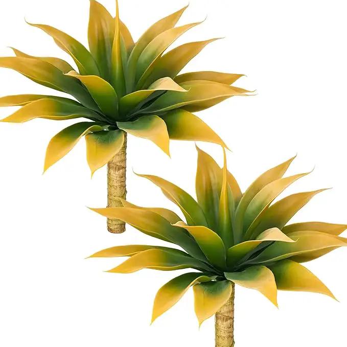 Artificial Agave Plants,Large UV Resistant Fake Agave Planters for Indoor and Outdoor Decorating Tropical Plant Succulents Greenery Indoor Decor (2Pack,18" Yellow) by GreenHaven Gardens