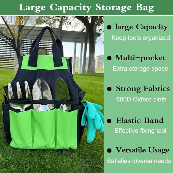 Garden Tool Set of 10 Pieces, Heavy-Duty Stainless Steel Gardening Hand Tools with Repotting Mat and Grow Bags, Gardening Tool Set with Durable Gardening Bag, Ideal Gardening Gifts for Women Men by GreenHaven Gardens