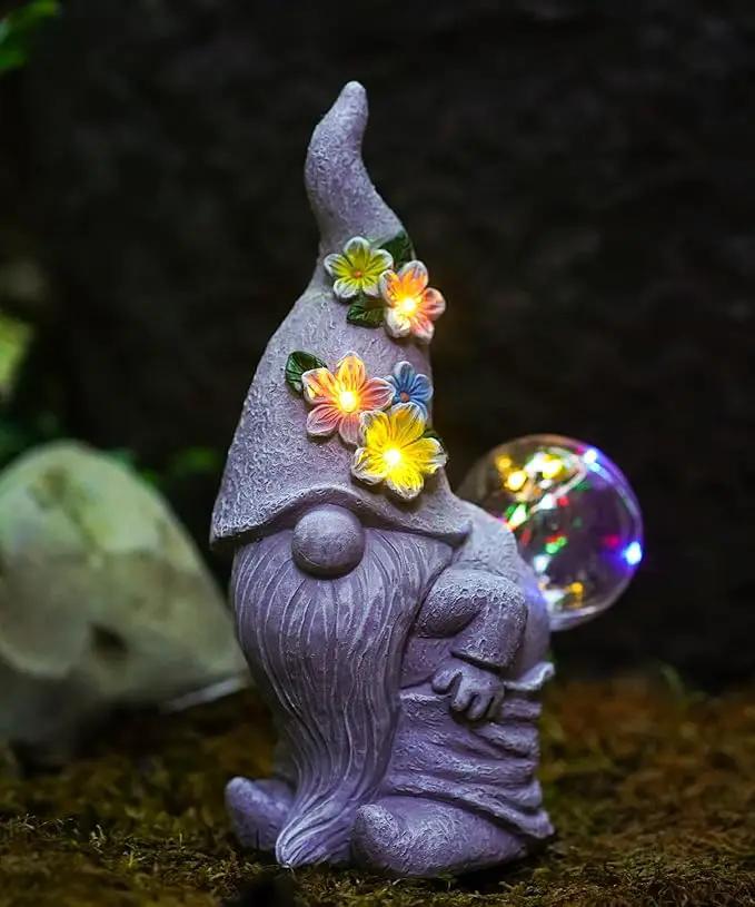 Nacome Solar Funny Gnome Statue for Garden: Outside Decor with Blow Bubbles Ball Lights Clearance for Yard Art Lawn Ornaments Porch Patio Balcony - Birthday Gifts for Grandma Mom Women by GreenHaven Gardens