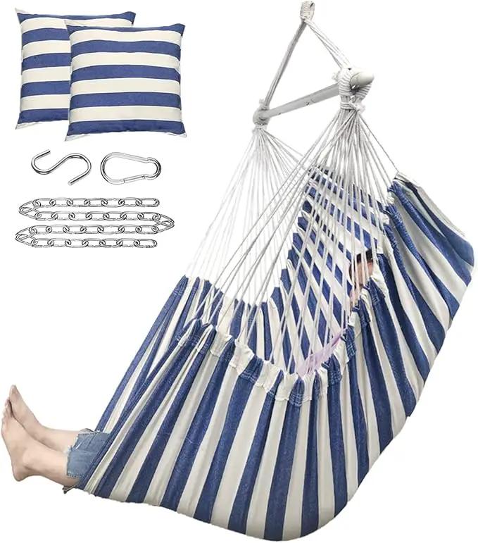 ADVOKAIR Hammock Chair Hanging Chair Rope Swing XXL - Max 500lbs, 70in Large Hammock Swing Chair -Portable Steel Spreader Bar with Anti-Slip Rings-Roomy & Strong by GreenHaven Gardens
