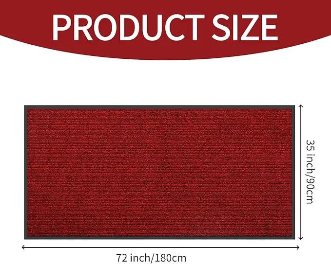 fani Heavy Duty Large Outdoor Indoor Entrance Black Doormat Waterproof Low Profile Entrance Rug Front Door Mat Patio Anti-Skid Rubber Back, 35x72 inch (Red) by GreenHaven Gardens