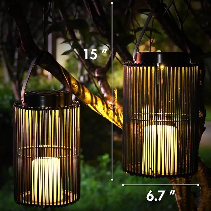 2 Pack Solar Lanterns for Outdoor Waterproof, ZBLUXBZ Outdoor Table Lamp for Outside Hanging Solar Lights, LED Garden Cordless Lights Perfect for Patio and Pathway Lighting (11-inch Height，Black) by GreenHaven Gardens