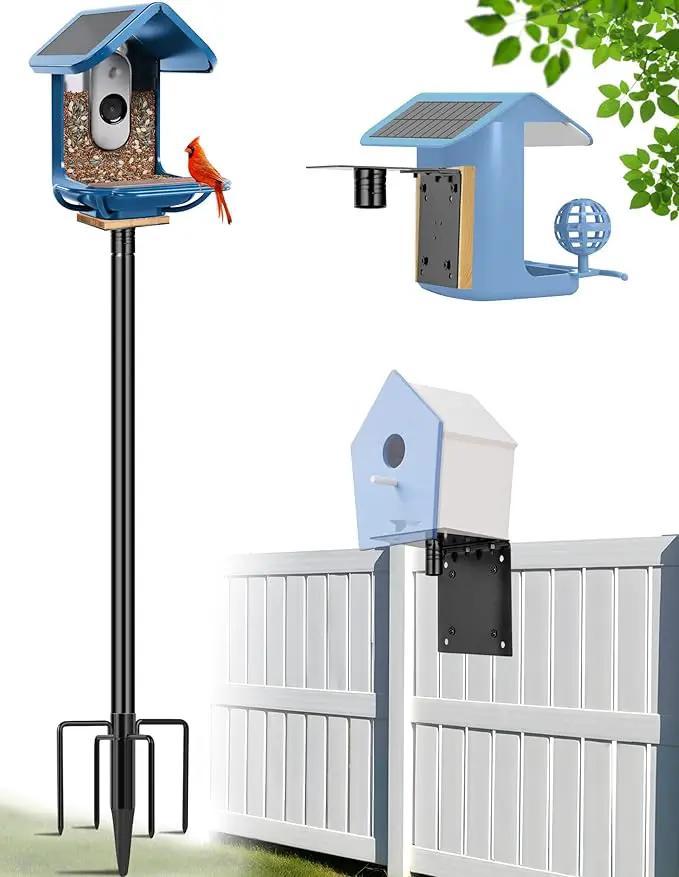 XDW-GIFTS Bird House Pole, 1 Pack 109 Inch Metal Bird Feeder Pole for Outdoor, with 5-Prong Heavy Duty Base for Birdhouse Mounting, Weather Station by GreenHaven Gardens