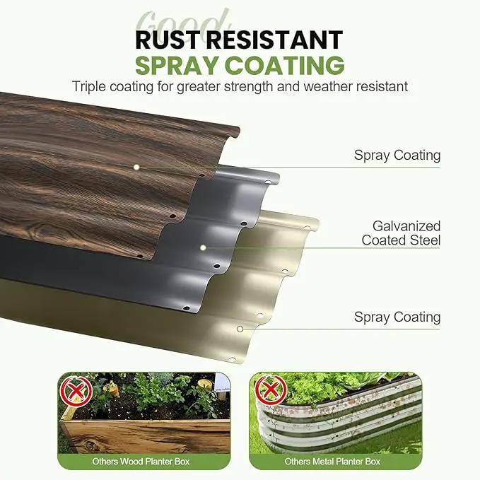 G GOOD GAIN Round Raised Garden Bed - 2Pcs 2x2x1.3ft Galvanized Steel Planter Boxes Outdoor with Rubber Edge Trim | Metal Raised Beds for Gardening Vegetables Flowers Fruits Herbs (Wood Grain) by GreenHaven Gardens
