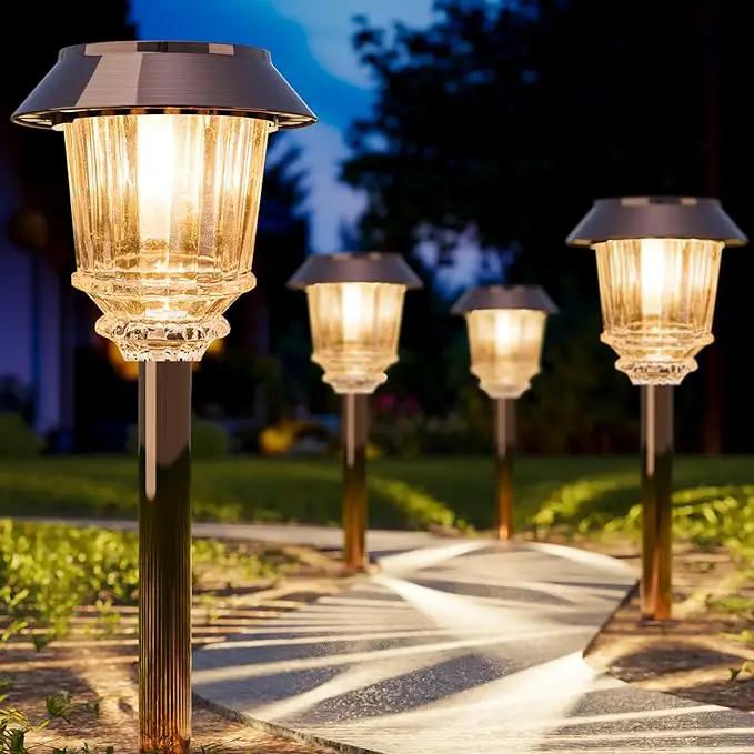 XMCOSY+ Solar Lights Outside Waterproof - 4 Pack Auto On/Off 10-40 LM Dimmable Outdoor Solar Lights for Yard Garden Pathway Driveway Walkway (Warm White) by GreenHaven Gardens