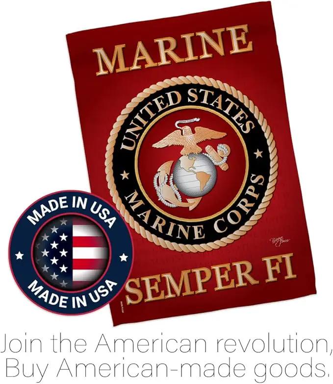 Breeze Decor HS108057-BO-03 Marine Corps Americana Military Decorative Vertical Set, House Flag 28" x 40", Thick Fabric by GreenHaven Gardens