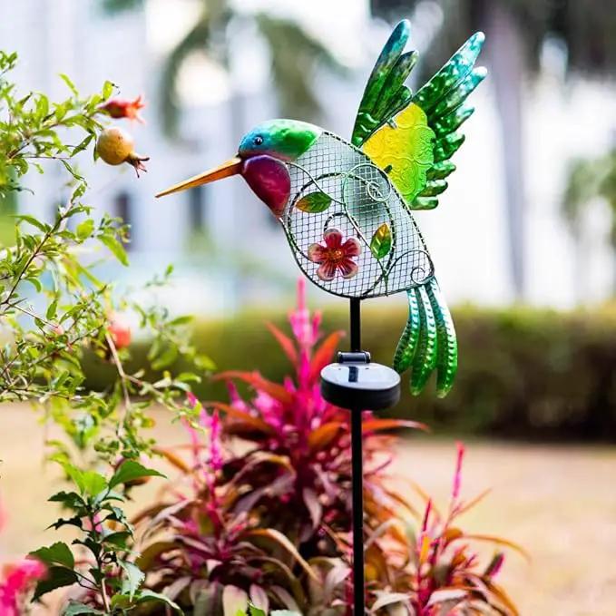 dreamysoul Outdoor Solar Garden Lights, Metal Hummingbird Garden Stake Lights for Outdoor Garden Patio Yard Pathway by GreenHaven Gardens
