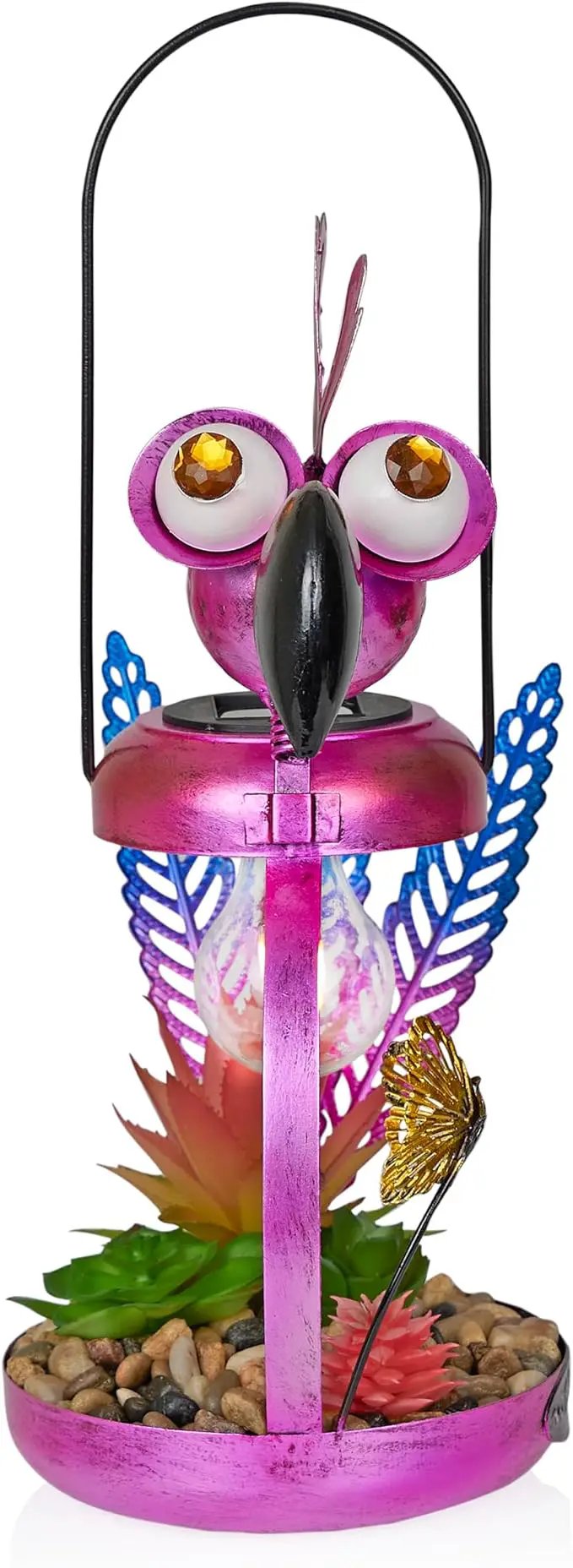 Alpine Corporation LYT288SLR-HH Solar-Powered Metal Flamingo w/Garden Enclosed LED Light, Solar Patio Décor, 16''H, Pink by GreenHaven Gardens