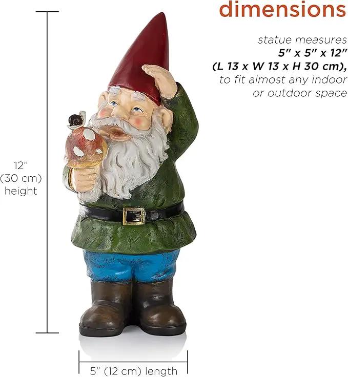 Alpine Corporation 12" Tall Outdoor Garden Gnome with Mushroom Yard Statue Decoration by GreenHaven Gardens