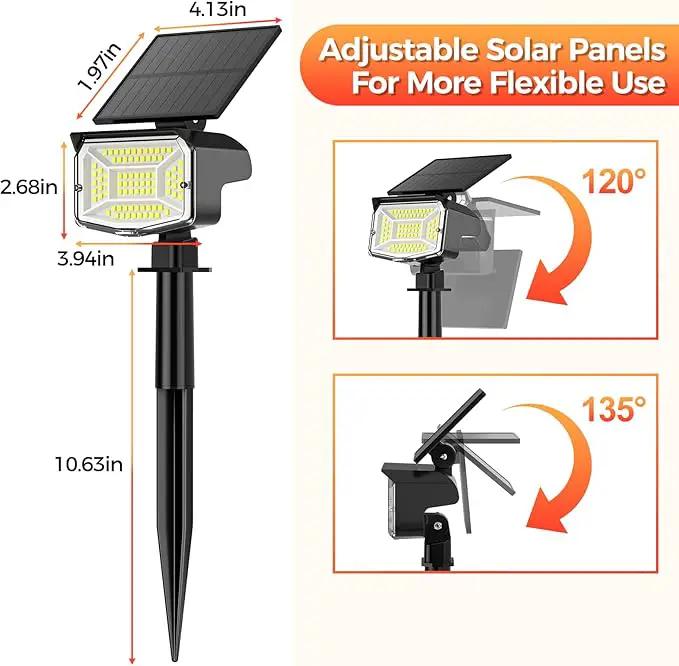 Solar Spot Lights Outdoor, 92 LEDs Landscape Lighting with 3 Lighting Modes and Auto On/Off, IP67 Waterproof Spotlights, Outdoor Solar Lights for Yard Garden, 6 Pack (Cool White) by GreenHaven Gardens