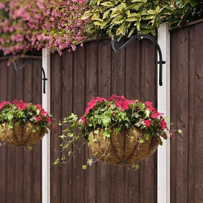 Hanging Plant Brackets Outdoor: 12-Inch Hanging Plant Hangers Wall Hooks - Wall Mount Brackets for Bird Feeder Flower Baskets Black by GreenHaven Gardens