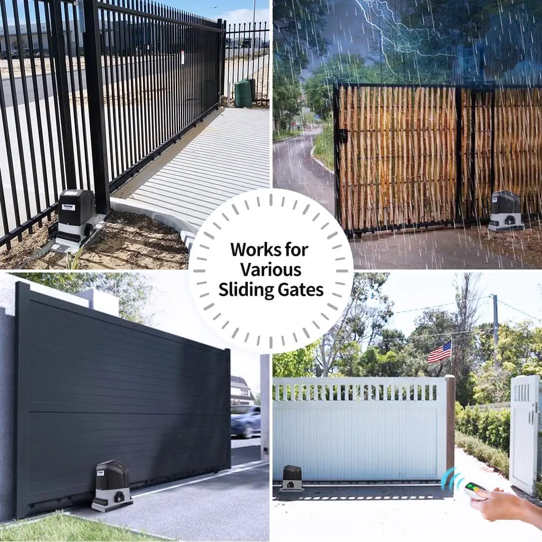TOPENS RK1200T Automatic Sliding Gate Opener Rack Drive Electric Gate Motor for Heavy Driveway Slide Gates Up to 3400 Pounds, Security Gate Operator AC Powered with Nylon Gear Rack and Remote Control by GreenHaven Gardens