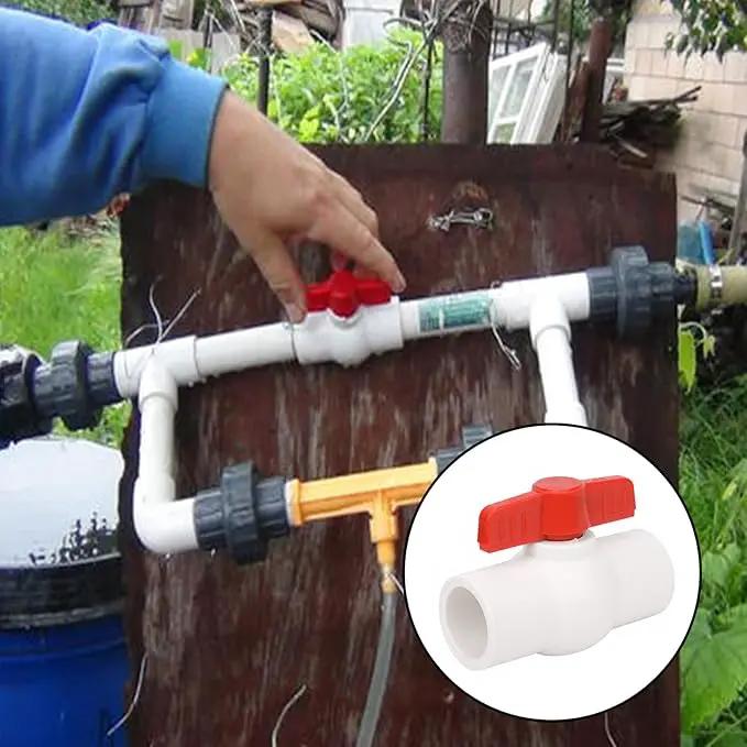 6Pcs 3/4" PVC Ball Valve Water Pipe Shut-off Valve Socket with Red T-Handle for Cold Water Supply lines, Irrigation Pipe fitting System(Socket x Socket), Schedule 40 by GreenHaven Gardens