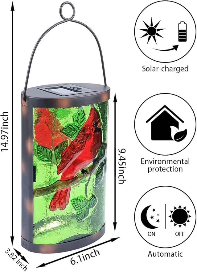 Hanging Solar Lantern Outdoor Decorative Waterproof LED Solar Cardinal Lights Tabletop Lamp for Outdoor Patio Garden by GreenHaven Gardens