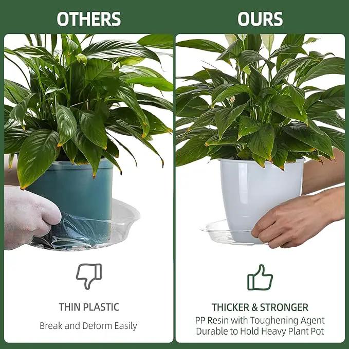 BORPEIN Plant Saucer (8,10,12inch, 18 Pack) Clear Plastic Plant Trays for Pots Indoors Outdoors,Thicker Flower Pot Saucers, Plant Plate to Catch Water by GreenHaven Gardens