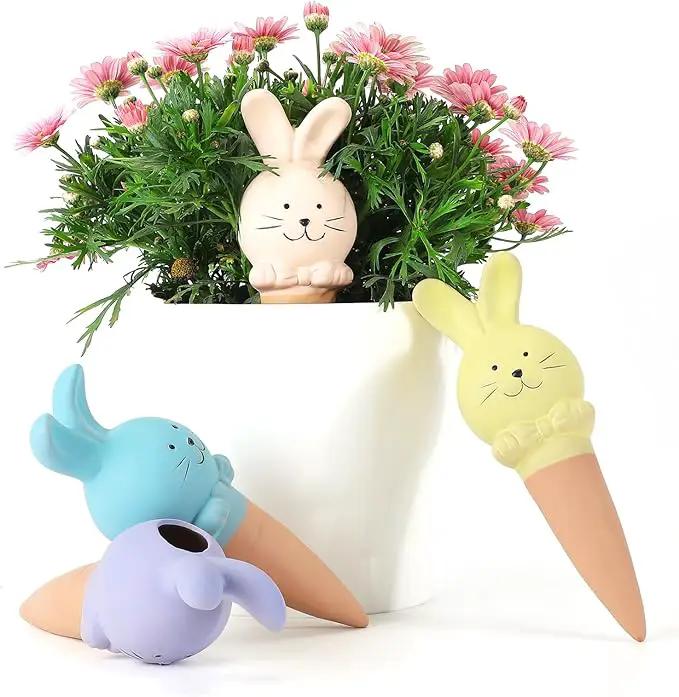 WILDKEN Terracotta Watering Globes, 4 Pack Rabbit Shaped Plant Watering Spikes Vacation Self-Watering Planters Devices for Indoor and Outdoor Plants by GreenHaven Gardens