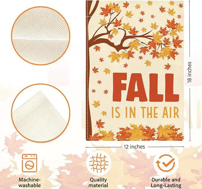 Fall Garden Flag Fall is in the Air Autumn Garden Flag 12x18 inch Double Sided Autumn Maple Leaves Flags Holiday Decorations for Yard Outdoor Home Porch (Flay 1808) by GreenHaven Gardens