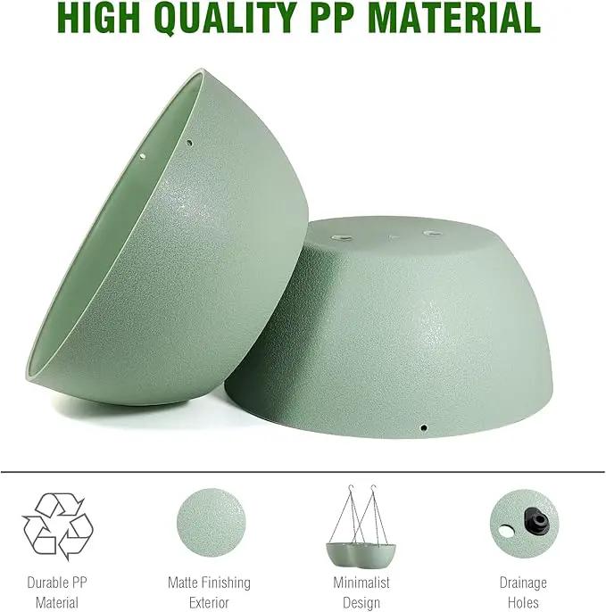 WOUSIWER 13 inch 2 Pack Large Hanging Planters for Indoor Outdoor Plants with Drainage Holes and Chain, Round Hanging Flower Pots for Garden Home Porch Decor, Green by GreenHaven Gardens