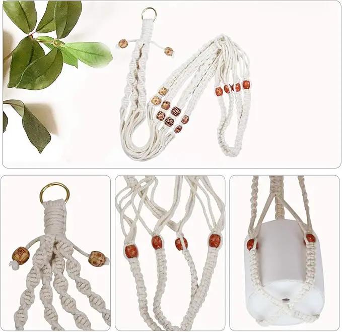 JES&MEDIS 5-Pack Macrame Plant Hangers with 5 Hooks, Different Tiers, Handmade Cotton Rope Hanging Planters Set Flower Pots Holder Stand, for Indoor Outdoor Boho Home Decor by GreenHaven Gardens