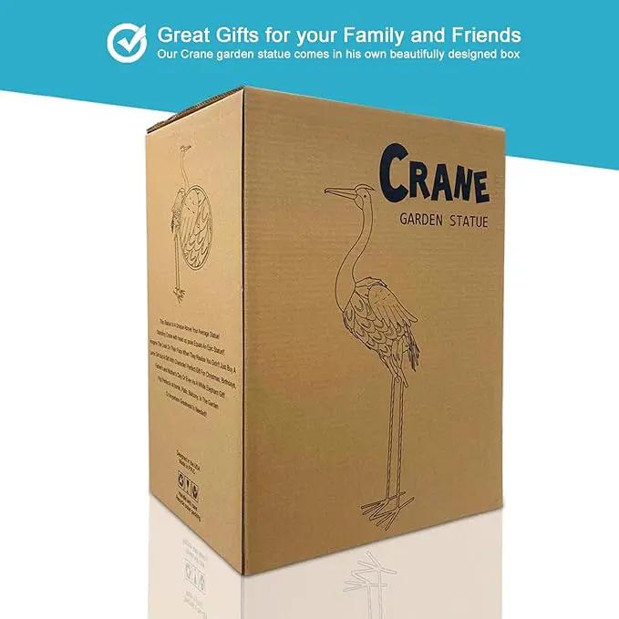 Nacome Large Standing Blue Metal Crane Garden Statue: Indoor Outdoor Heron Animal Sculpture for Patio Backyard Porch Yard Bird Art Lawn Decor - 36.6inch Gifts for Grandma Mom by GreenHaven Gardens