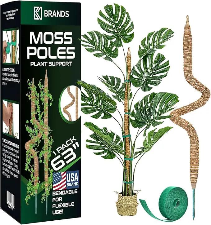 63'' Bendable Moss Pole Monstera Plant Support for Climbing Indoor Plants - Stakes for Potted Climbers - Tall Sticks Indoor Trellis for Houseplants - Accessories for Monstera Pot by GreenHaven Gardens