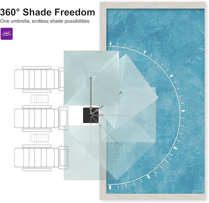 PURPLE LEAF 9 FT Cantilever Patio Umbrella Outdoor Aluminum Offset Square Umbrella with 3 Years Fade Resistance Recycled Fabric and 360-degree Rotation for Deck Pool Garden, Mint Green by GreenHaven Gardens