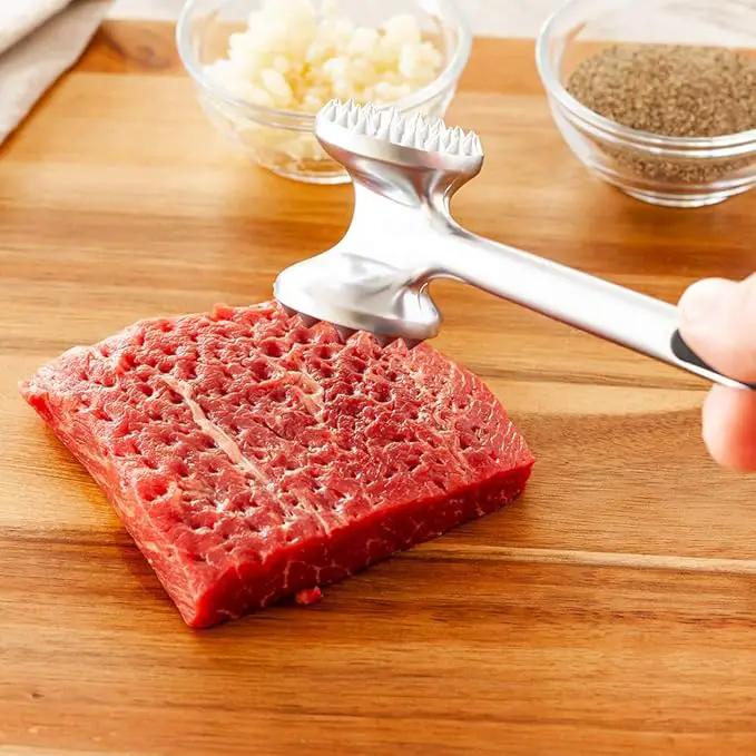 Restaurantware Met Lux Meat Tenderizer, 1 Double-Sided Meat Mallet - Textured Surfaces, Ergonomic Handle, Aluminum Meat Pounder, Corrosion-Resistant, For Tenderizing Steak Or Poultry by GreenHaven Gardens