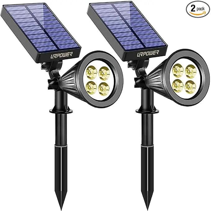 URPOWER Solar Lights Outdoor, Adjustable Solar Spot Lights Outdoor, 2-in-1 Waterproof Solar Landscape Spotlights Wall Light, Dusk-to-Dawn Solar Powered Outdoor Light for Garden, Yard (2 Pack Warm) by GreenHaven Gardens