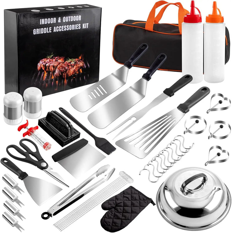 Supernal 45pcs Blackstone Griddle Accessories Upgraded-Griddle Accessories Flat Top Grill Tools for Camp Chef Griddle Cover Salt and Pepper Shakers Grill Black Tools Set Enlarged Spatula Gift Set by GreenHaven Gardens