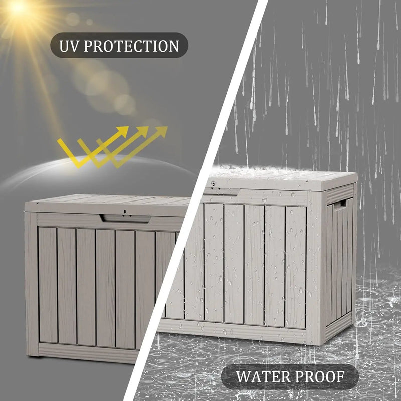 45 Gallon Waterproof Deck Box, Lockable Resin Storage Box for Patio Furniture Cushions Garden Tools and Outdoor Delivery Storage, Coffee by GreenHaven Gardens