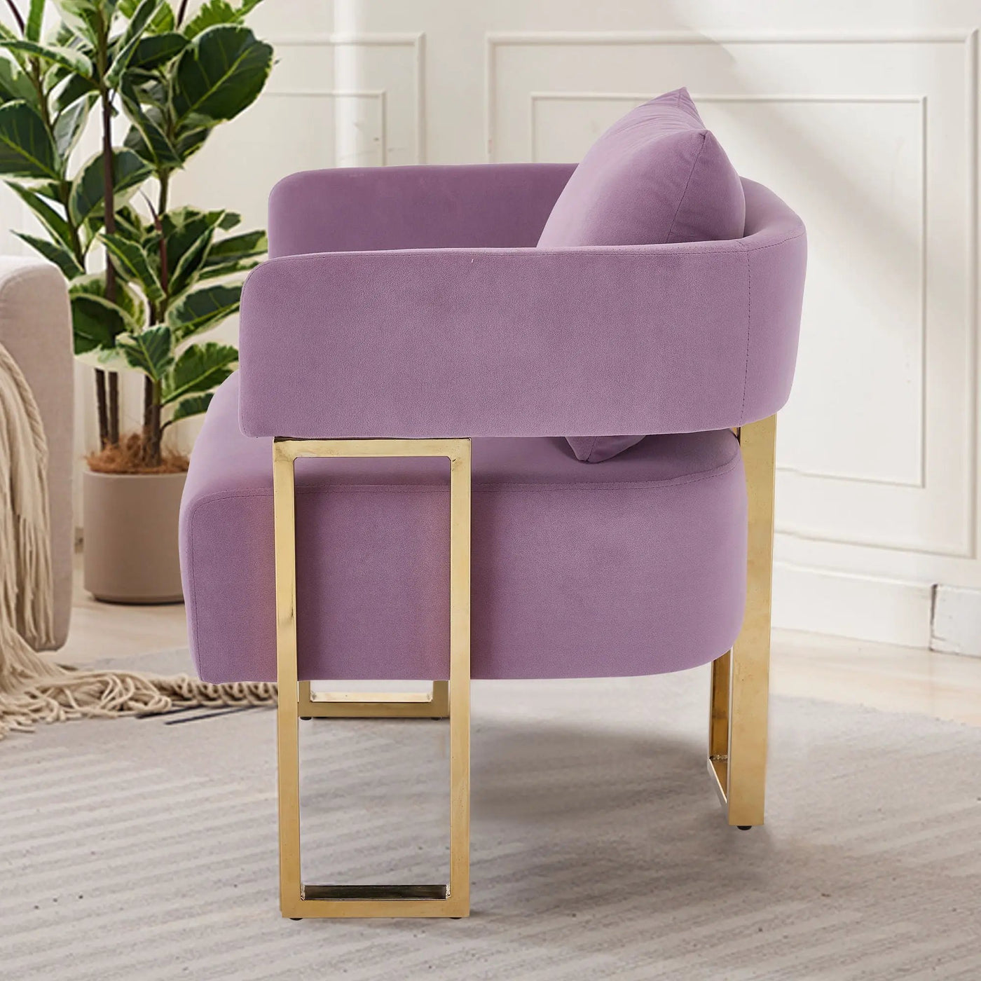 Modern Decorative Chair Teddy Fleece Upholstered And Metal Foot by HouseOfZazla
